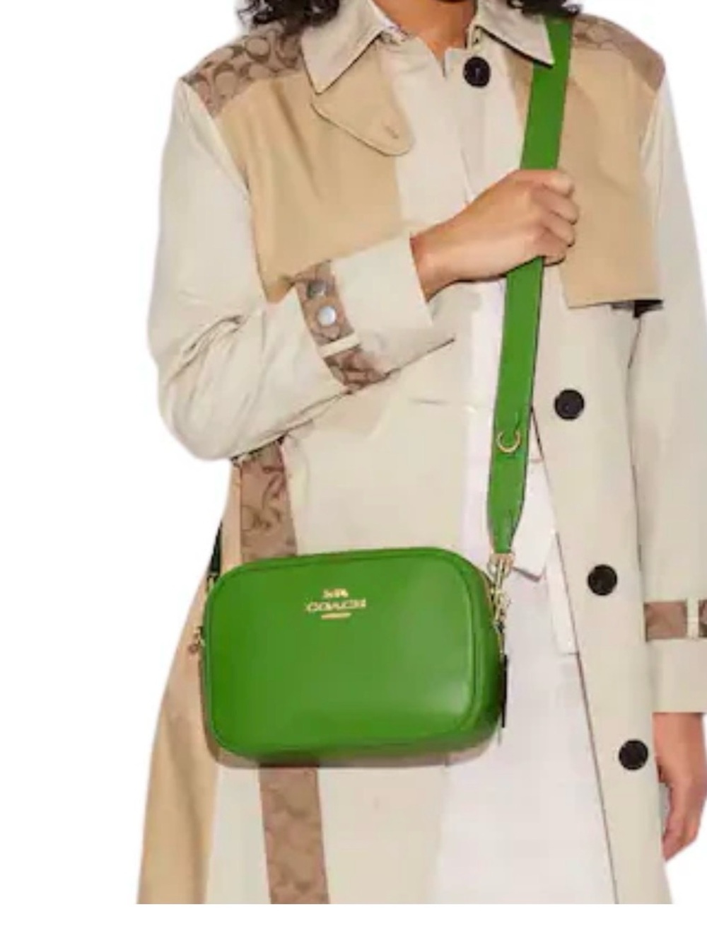 Coach Green Pebbled Leather Crossbody Camera Bag